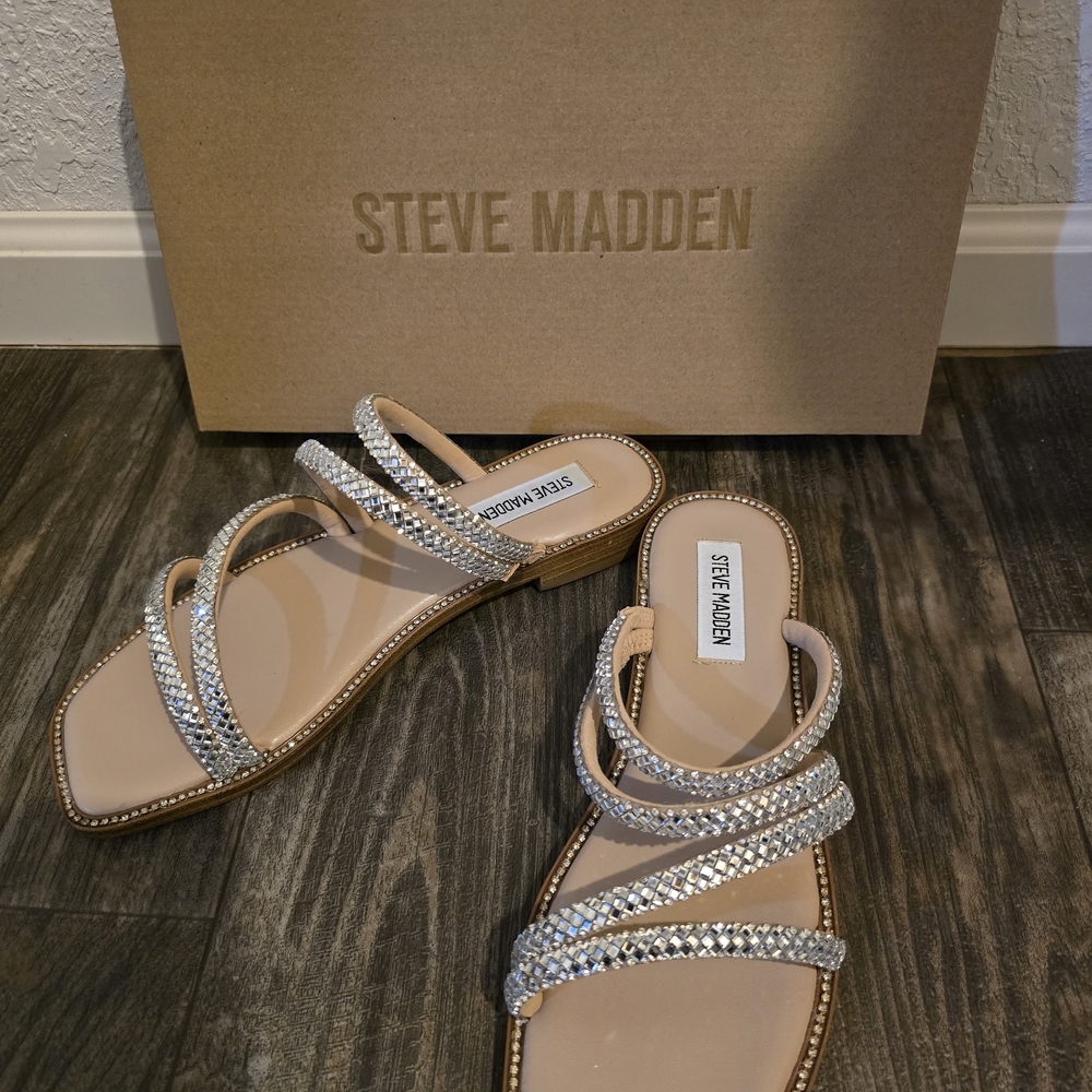 Steve Madden Silver Strappy Sandals